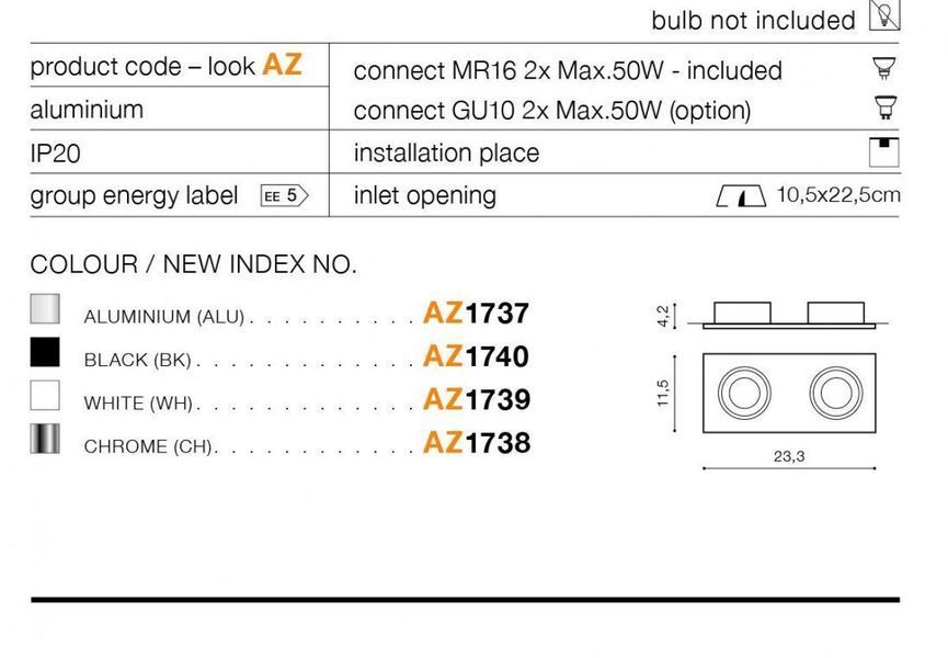 Світильник точковий Hugo 2 Downlight Azzardo AZ1739 Azzardo_AZ1739 фото