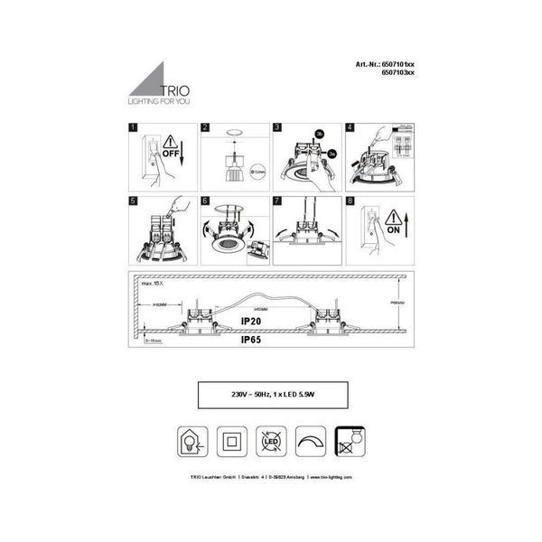 Светильник точечный ZAGROS Trio 650710131 Trio_650710131 фото